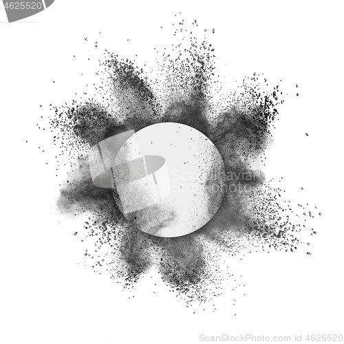 Image of Round frame with grey splash on a white background.