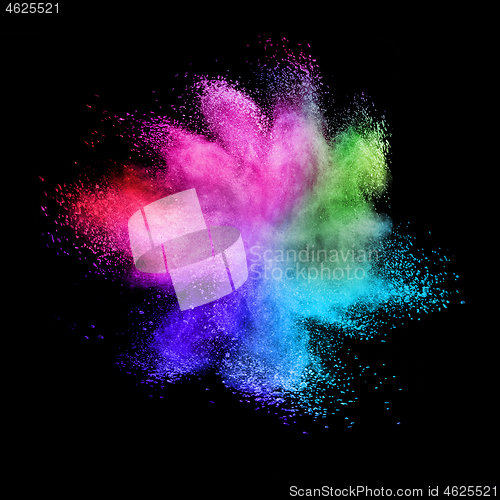 Image of Rainbow powder splash or burst on a black background.