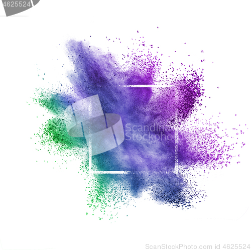 Image of Colorful abstract dust splash on a white background.