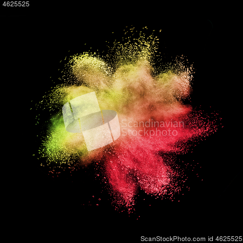 Image of Chaotic burst in yellow red colors on a black background.