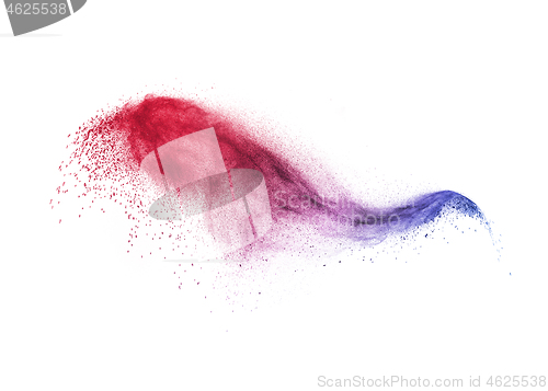 Image of Abstract colorful powder wave splash on a white background.