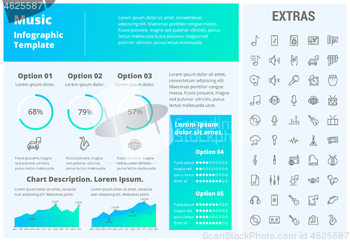 Image of Music infographic template, elements and icons.