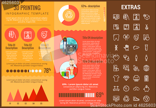 Image of 3D printing infographic template and elements.