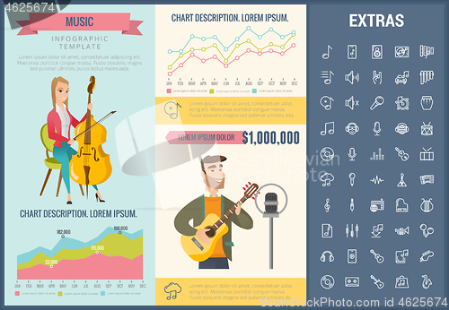 Image of Music infographic template, elements and icons.