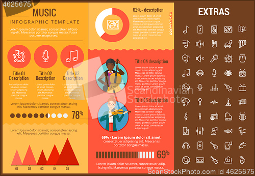 Image of Music infographic template, elements and icons.