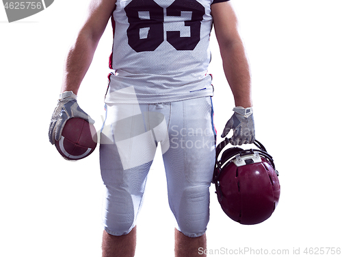 Image of closeup American Football Player isolated on white