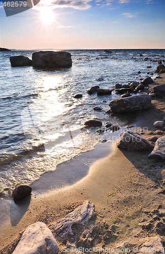 Image of Sunset over water