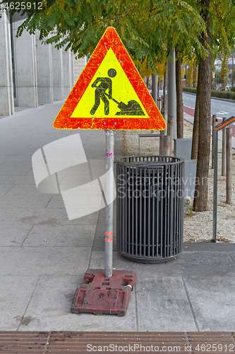 Image of Road Works Pole Sign