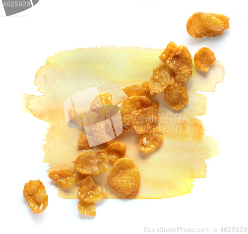 Image of corn flakes on watercolor paint