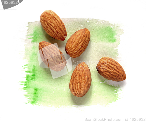 Image of almonds on watercolor paint