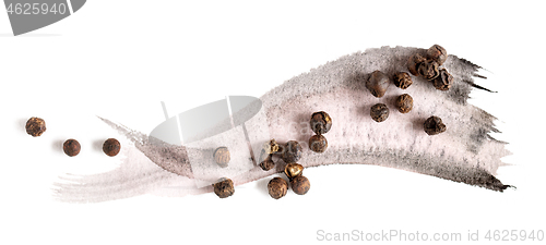 Image of black pepper on watercolor paint