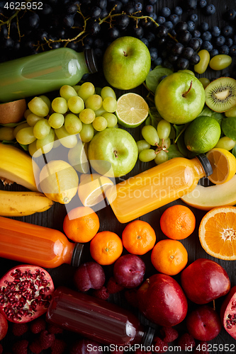 Image of Various healthy fruits and vegetables formed in rainbow composition