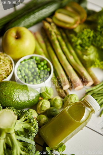 Image of Green antioxidant organic vegetables, fruits and herbs