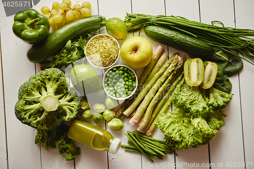 Image of Green antioxidant organic vegetables, fruits and herbs