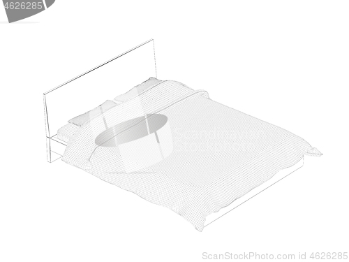 Image of 3d wireframe model of bed