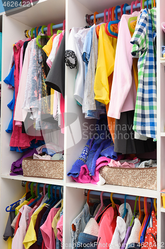 Image of Storage of baby items in a home closet