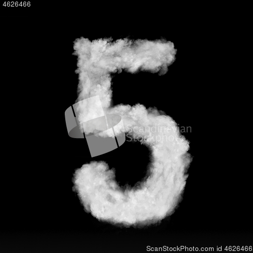 Image of Figure five made from white clouds on a black background.