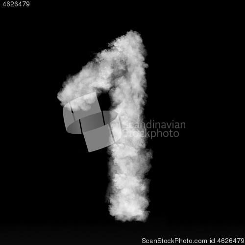 Image of Figure one made from white clouds on a black background.