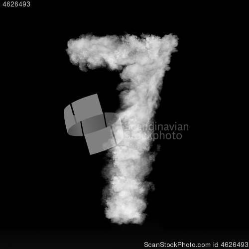 Image of Figure seven made from white clouds on a black background.