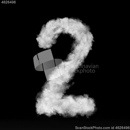 Image of Figure two made from white clouds on a black background.