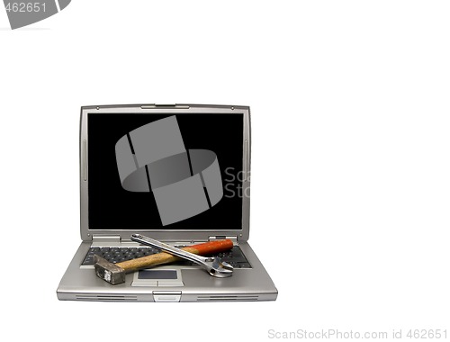 Image of laptop and tools