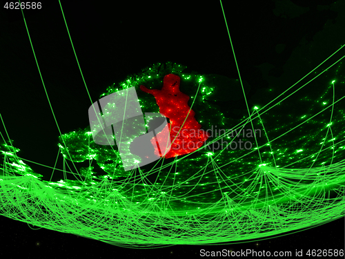 Image of Finland from space with network