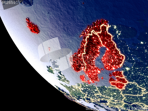 Image of Northern Europe from space on Earth