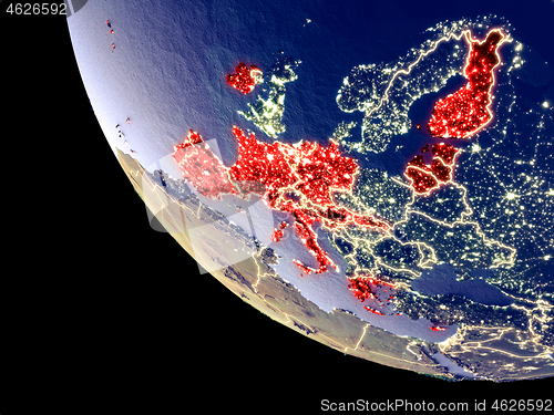 Image of Eurozone member states from space on Earth