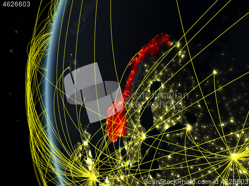 Image of Norway from space with network