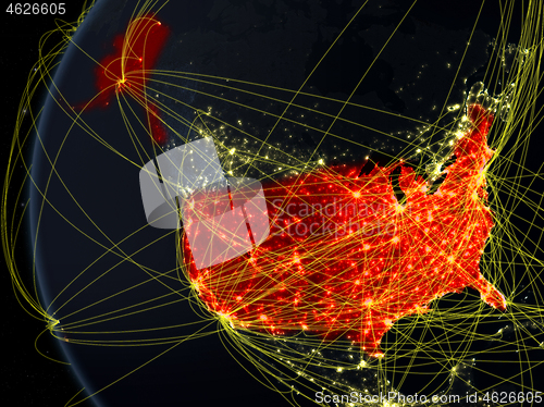 Image of USA from space with network