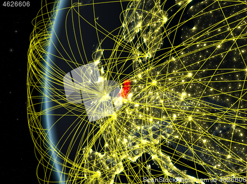 Image of Netherlands from space with network