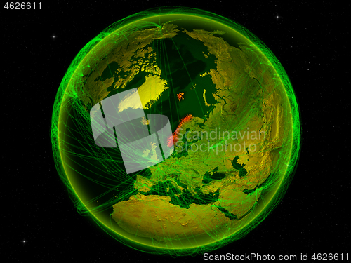 Image of Norway on Earth with network