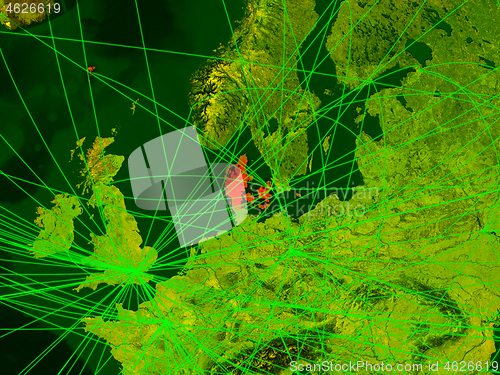 Image of Denmark on digital map