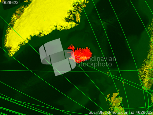 Image of Iceland on digital map