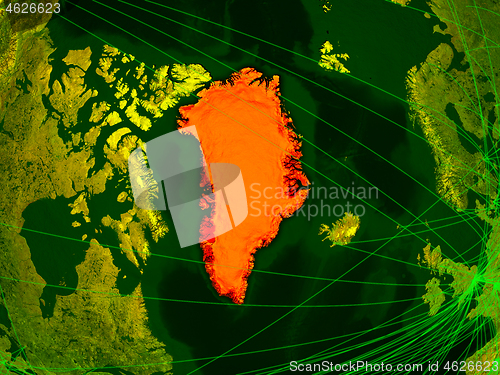 Image of Greenland on digital map