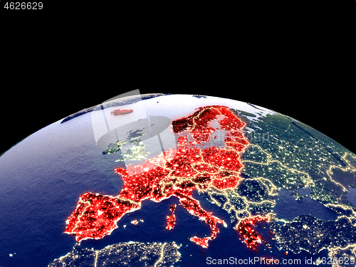 Image of Schengen Area members on Earth from space