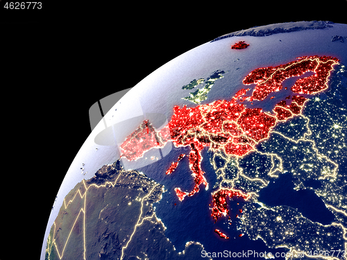 Image of Satellite view of Schengen Area members on Earth