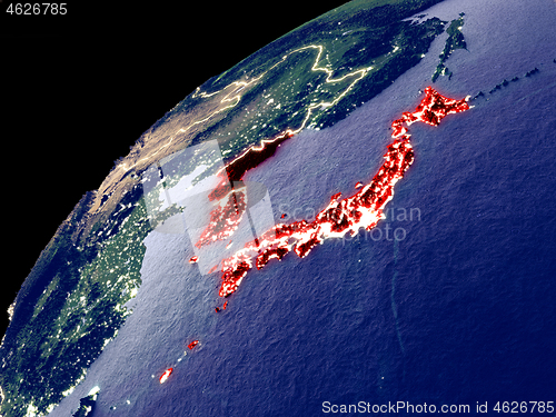 Image of Satellite view of Japan and Korea on Earth
