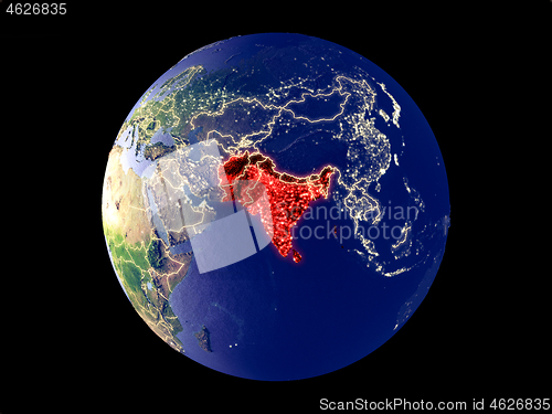 Image of South Asia on Earth from space