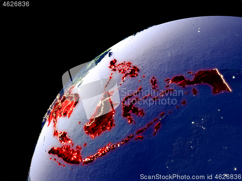 Image of Satellite view of ASEAN memeber states on Earth