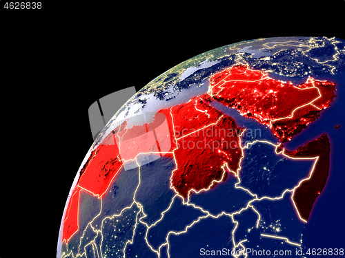 Image of Satellite view of Arab League on Earth