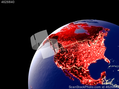 Image of Satellite view of NAFTA memeber states on Earth