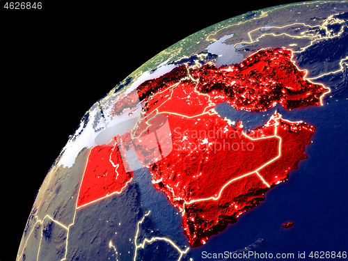 Image of Satellite view of Middle East on Earth