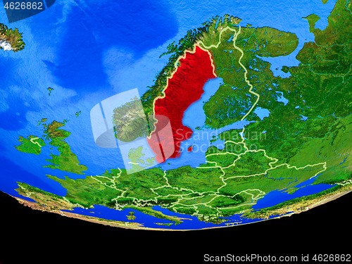 Image of Sweden from space on Earth