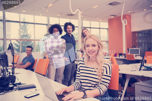 Image of informal business woman working in the office