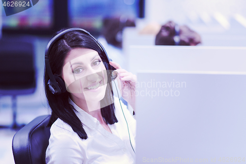 Image of female call centre operator doing her job