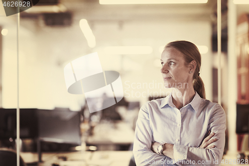 Image of portrait of casual business woman at office