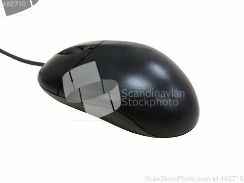 Image of The black PC mouse with white background