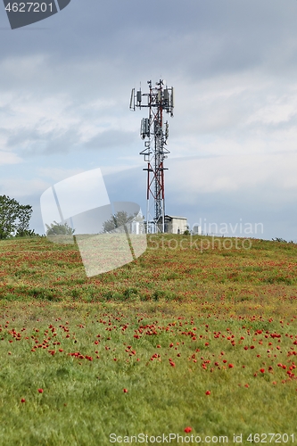 Image of Transmitter towers on a hill