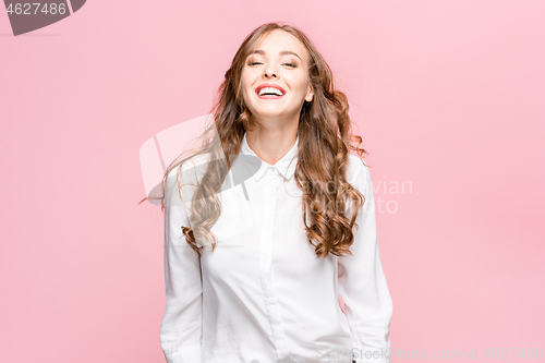 Image of The young woman\'s portrait with happy emotions